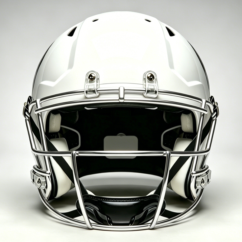 Robuste American-Football-Gesichtsmaske aus verchromtem und silberfarbenem Stahl