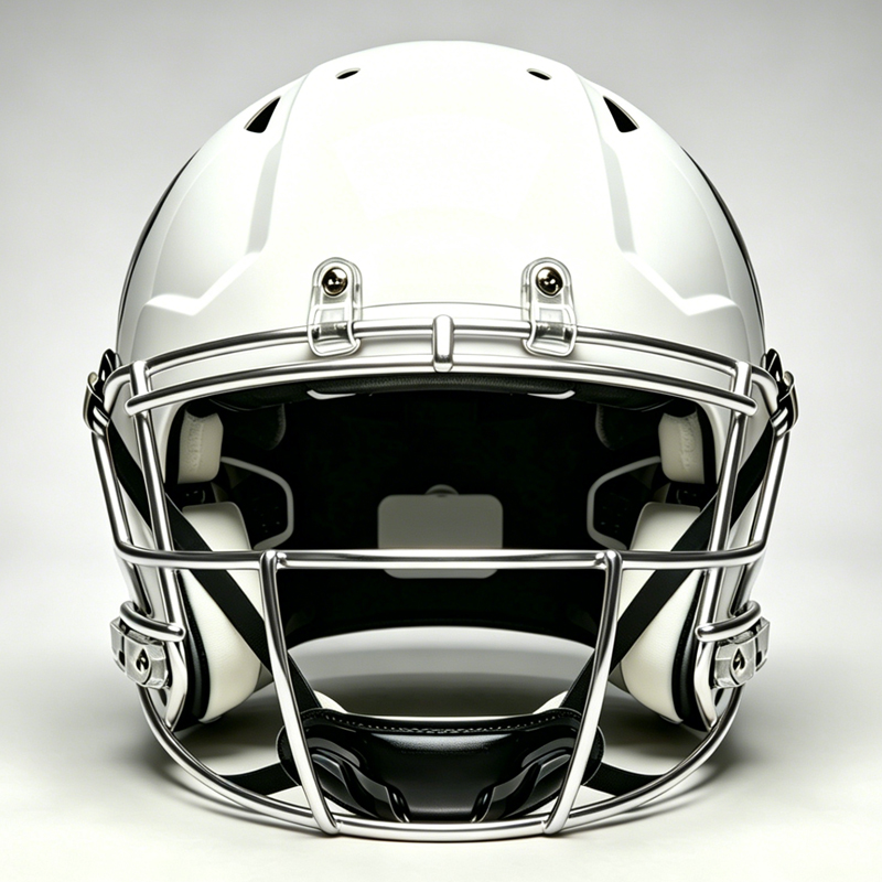 Robuste American-Football-Gesichtsmaske aus verchromtem und silberfarbenem Stahl