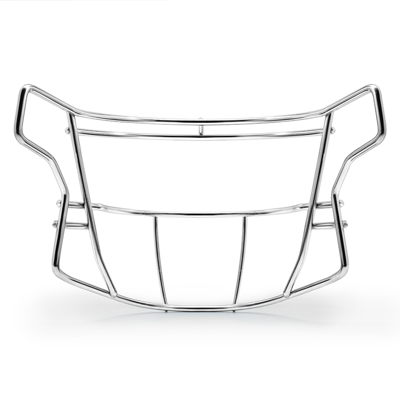 Robuste American-Football-Gesichtsmaske aus verchromtem und silberfarbenem Stahl