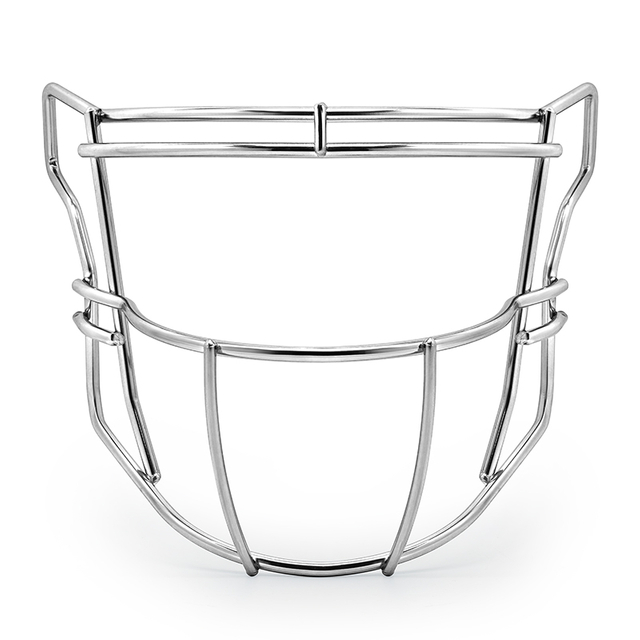 Robuste American-Football-Gesichtsmaske aus verchromtem und silberfarbenem Stahl